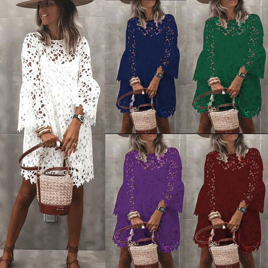 Women's Summer Dress Ethnic Style Lace Flower Skirts