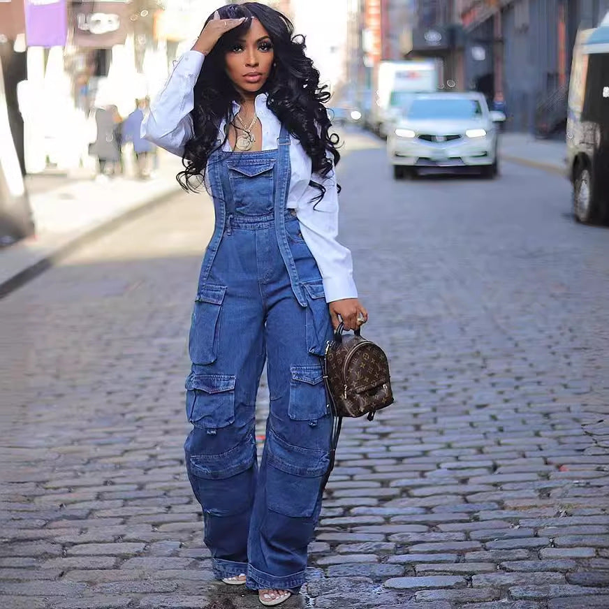Women's Denim Suspenders Summer Street High Waist Jumpsuits