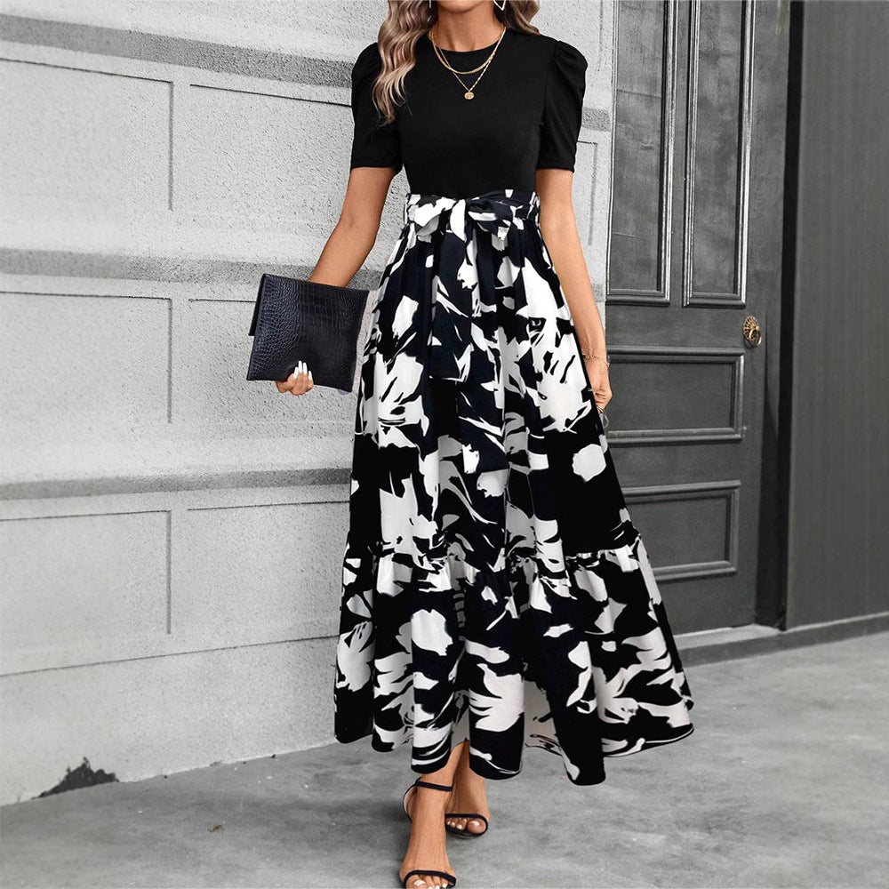 Women's Floral Print High Waist Fashion Elegant Dresses