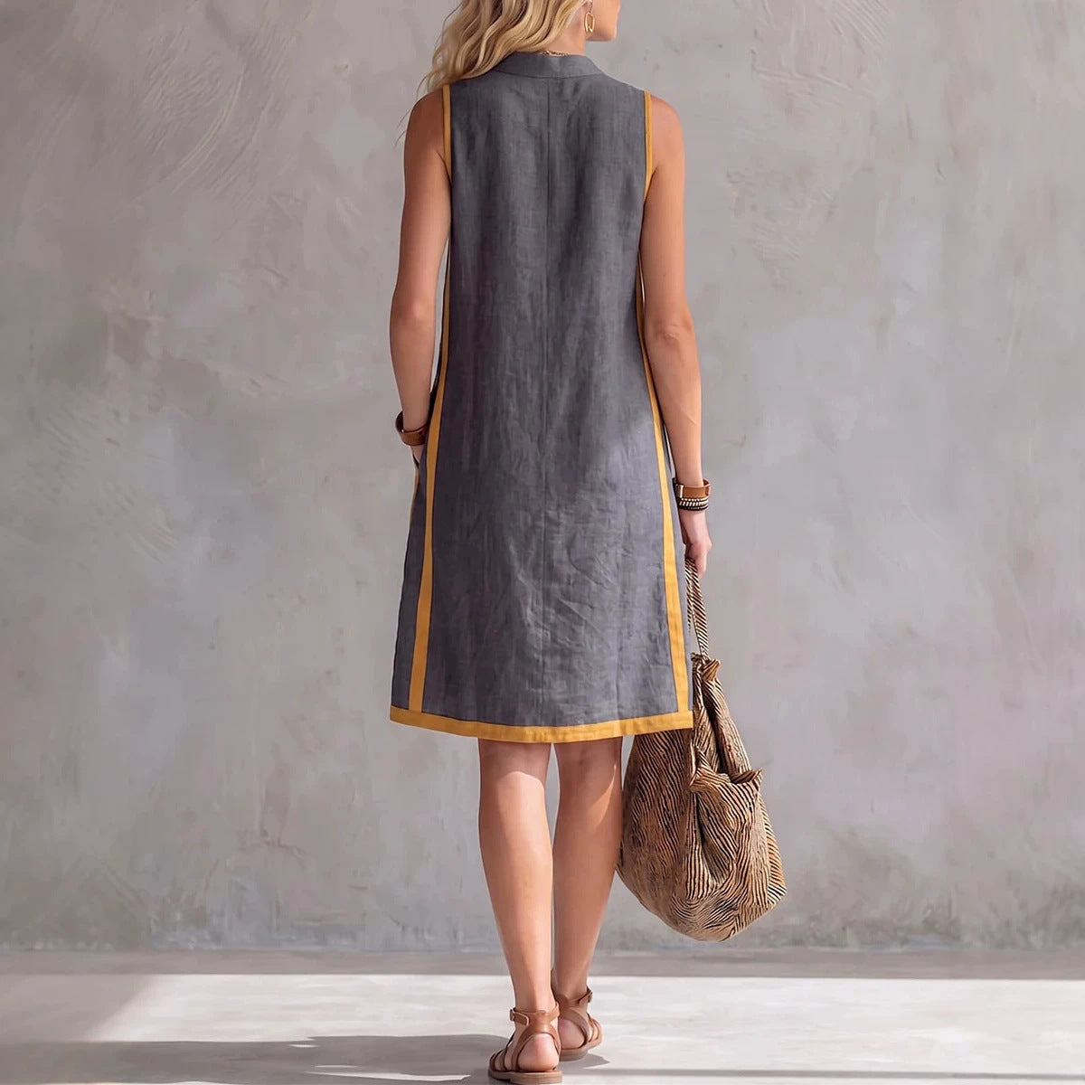 Women's Summer Sleeveless Casual Loose Cotton Linen Dress