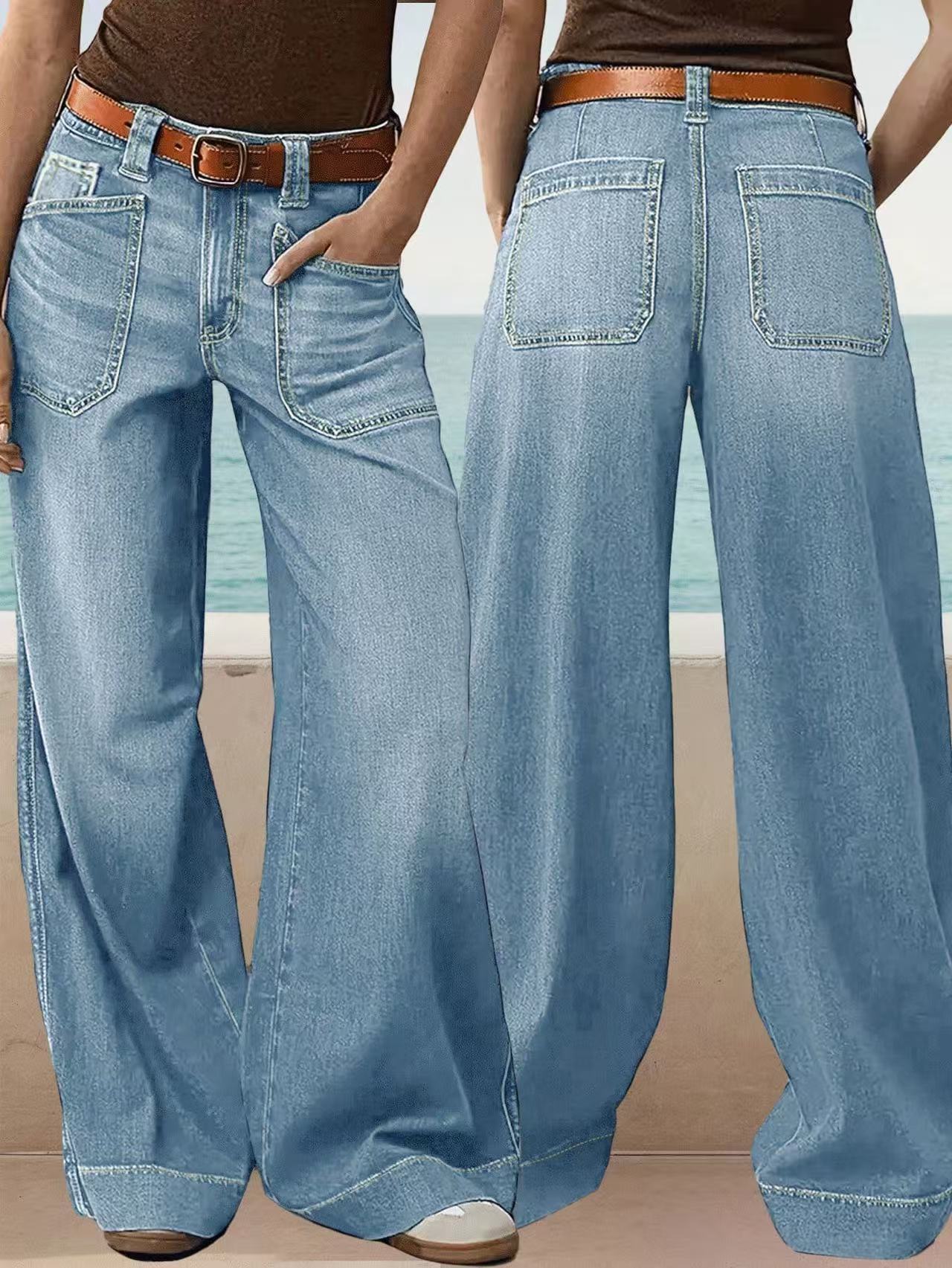 Comfortable Loose Slimming Ladies Straight Denim Jeans