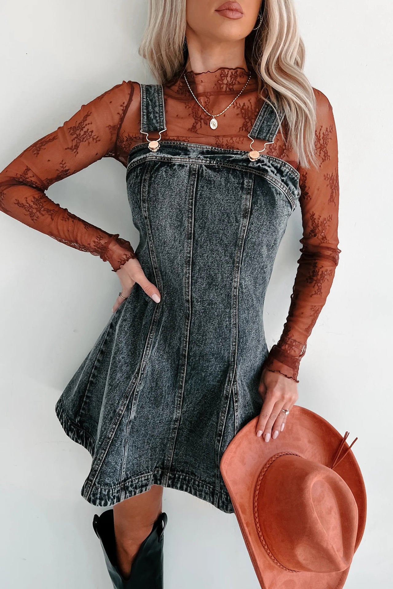 Street Hipster Slimming Fashionable Denim Camisole Dresses