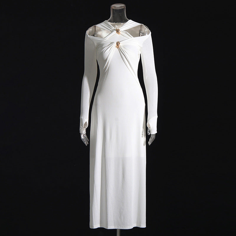 Women's Like Woman Style Design Twist Metal Contrast Colors Dresses