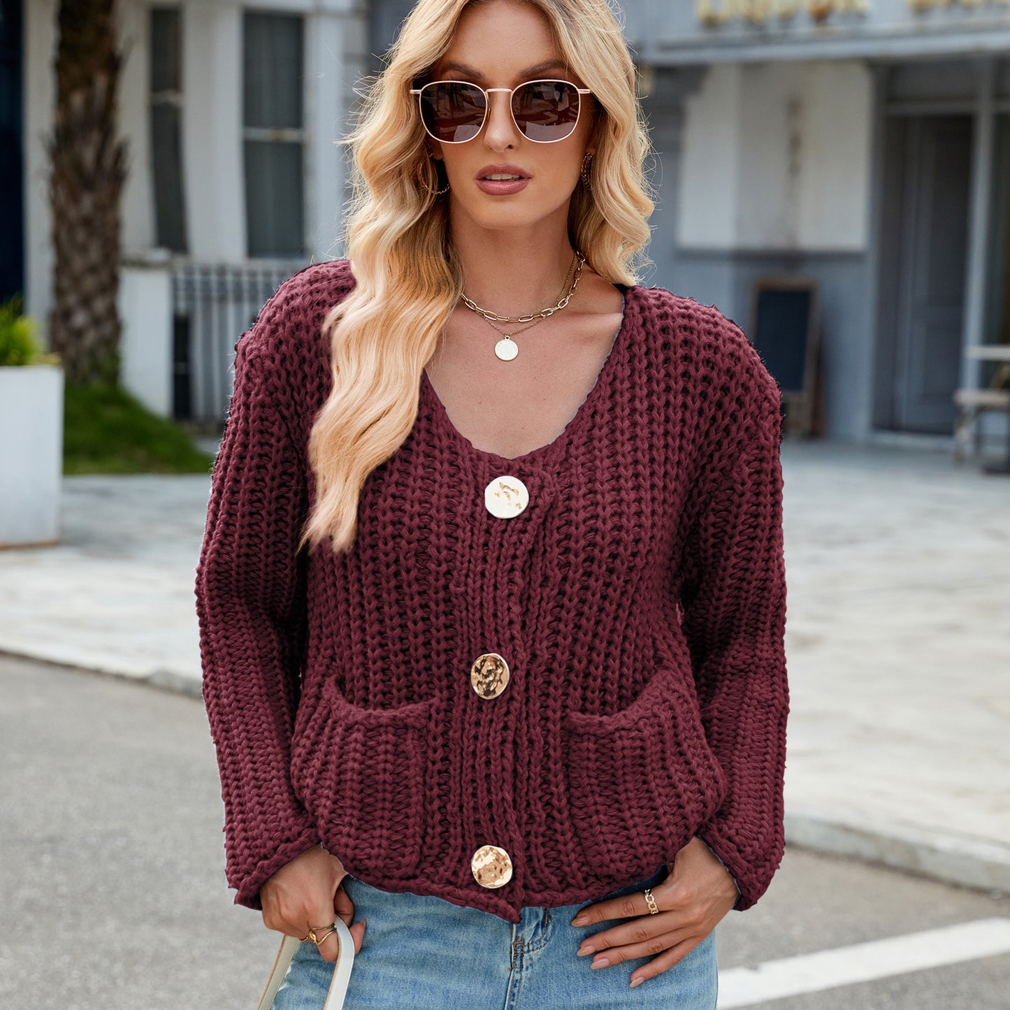 Women's Color Thick Needle Loose Soft Glutinous Idle Style Knitted Sweaters