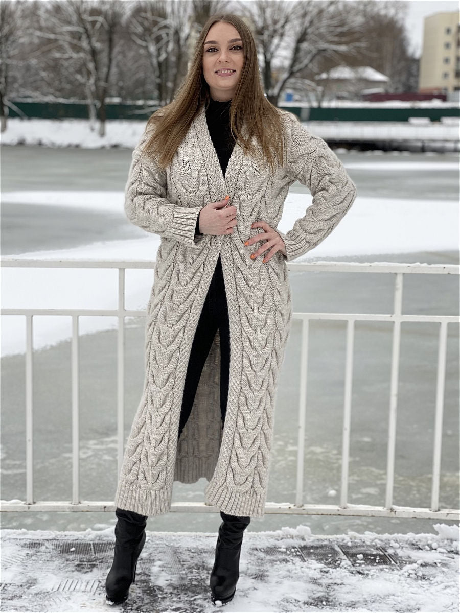 Women's Long Loose Elastic Large Hemp Flowers Thick Knitwear