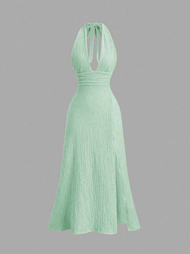 Temperament Elegant Light Luxury Backless Halter Dress