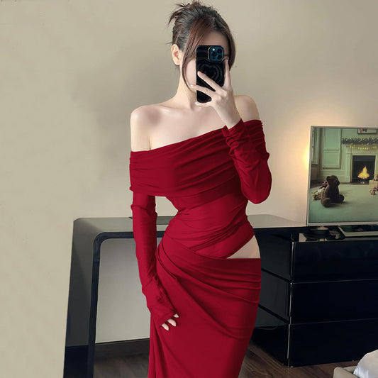 Women's Sexy Pure Desire Mesh Stitching Long Dresses