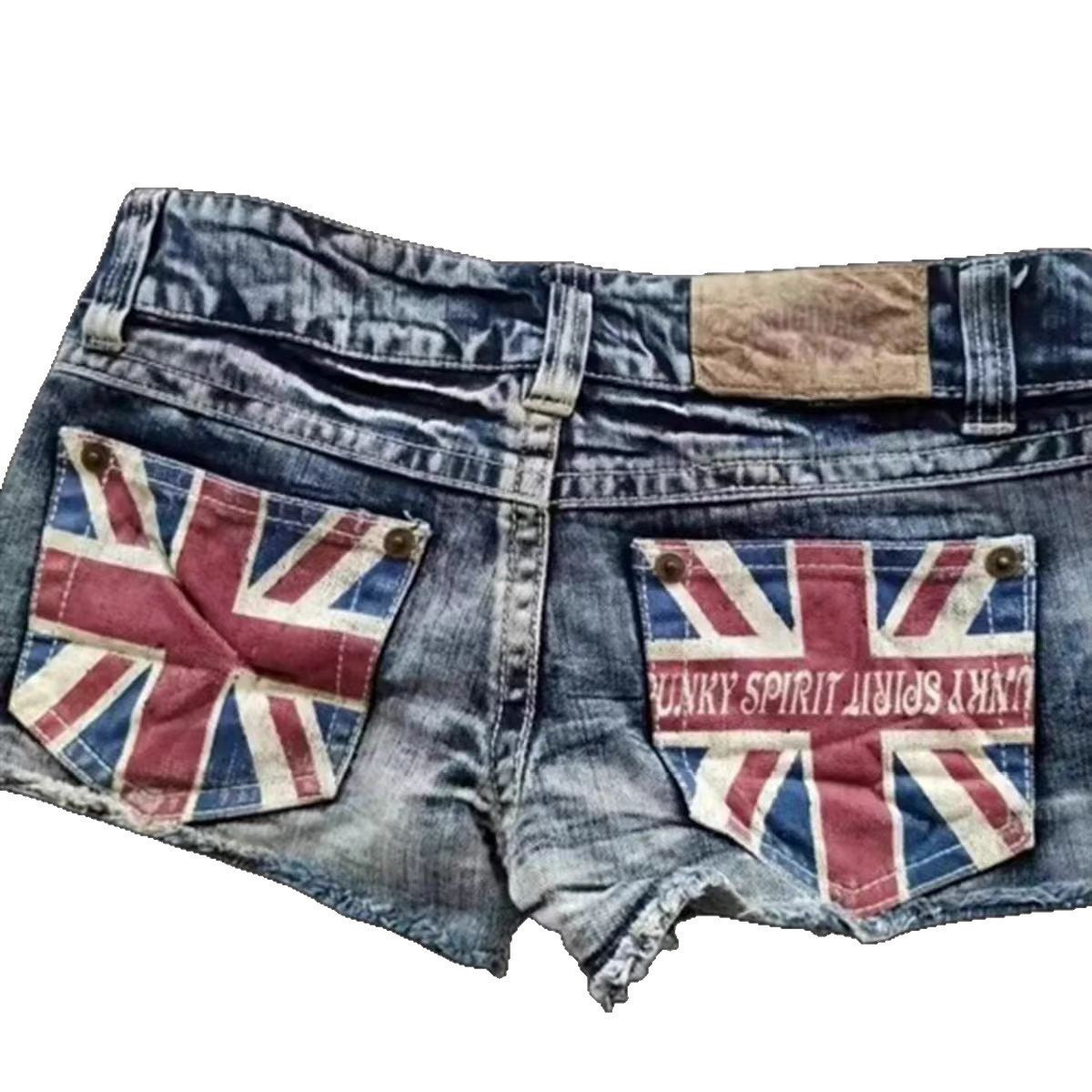 Street Hipster Flag Print Contrast Color Jeans