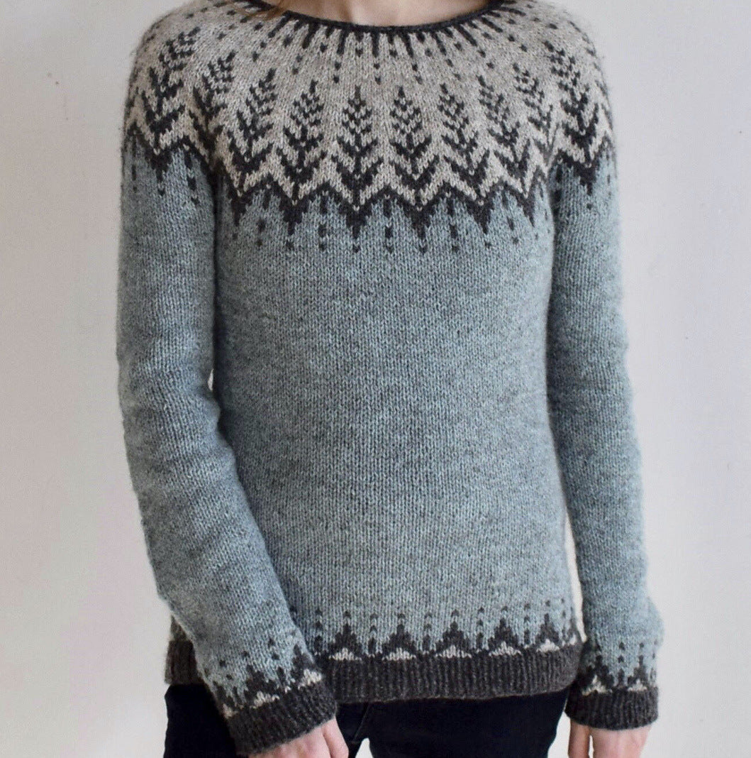 Women's Round Neck Multicolor Loose Fashion Pullover Sweaters