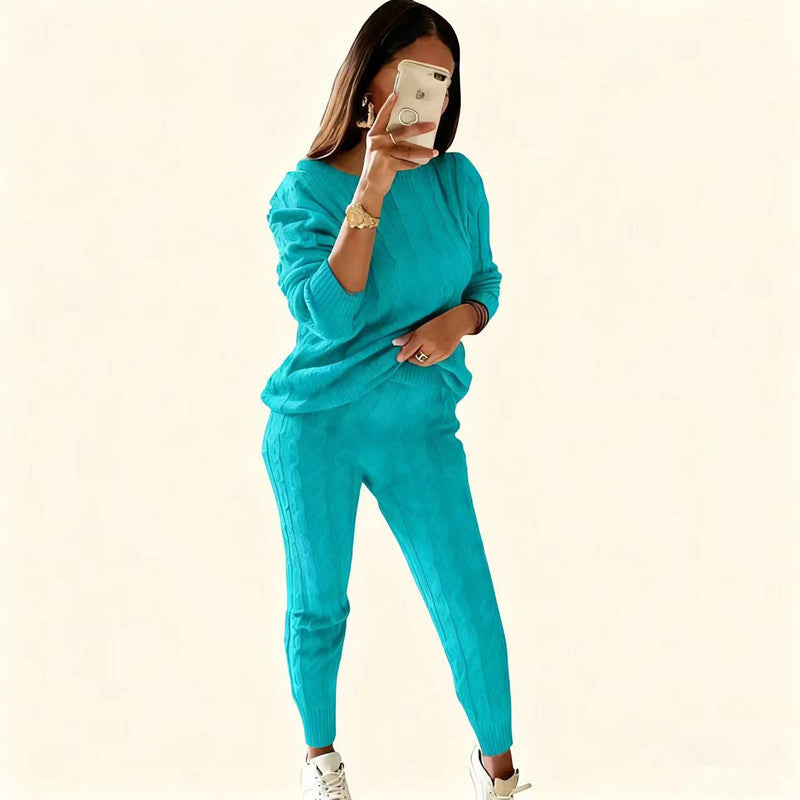 Charming Women's Pajamas Fashion Solid Color Sweater