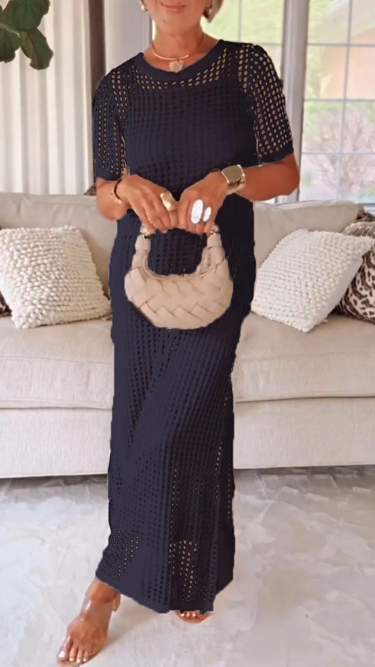 Women's Round Neck Hollow Air Dress Two-piece Dresses