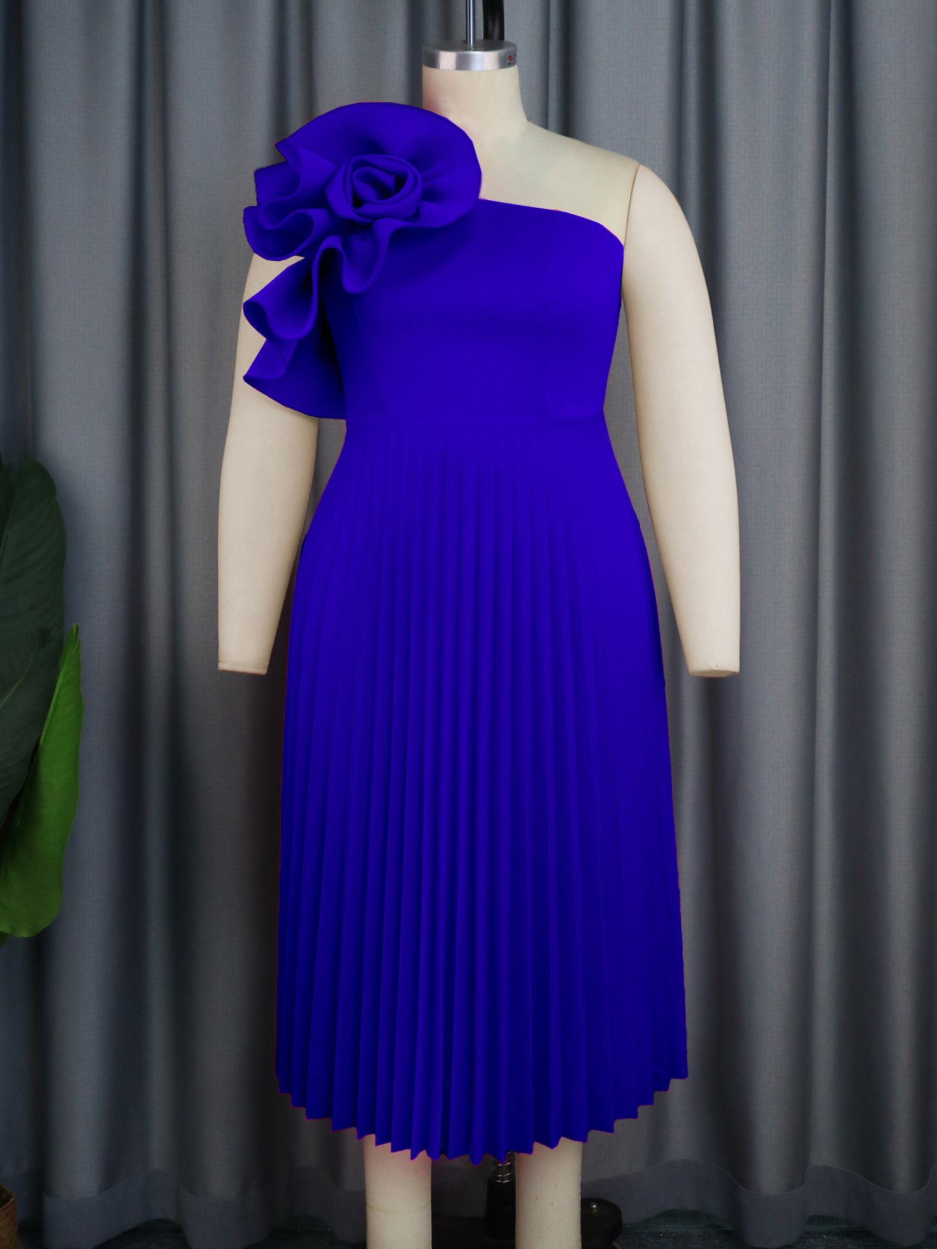 Fashion Three-dimensional Flower Dress Sexy Diagonal Dresses
