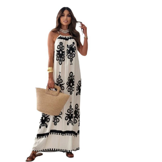 Slouchy Positioning Flower Printing Slip Dress Dresses