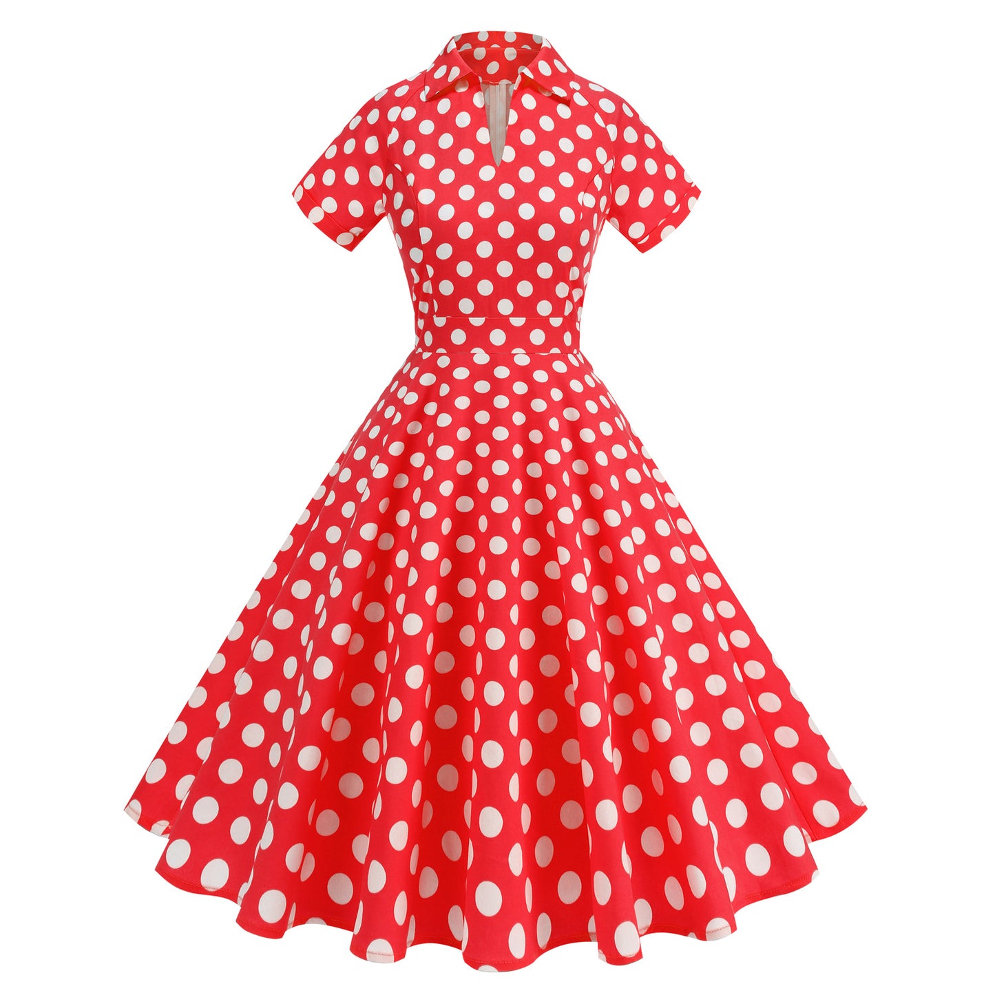 Lapel High Waist Polka-dot V Performance Stage Wear Sisters Dress