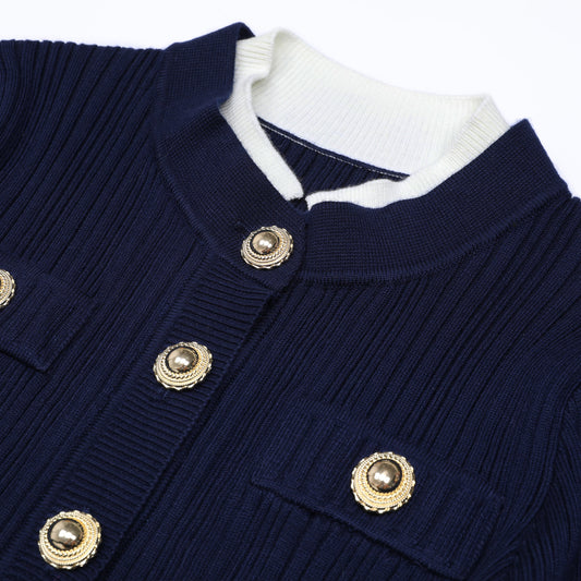 Long Sleeve Round Neck Belt Knitted Slim Dresses