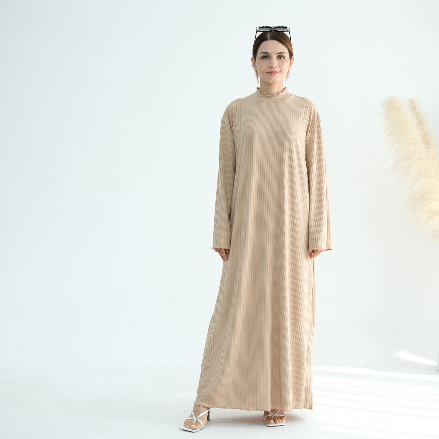Turkey Multicolor Stand Collar Dress Robe Dresses