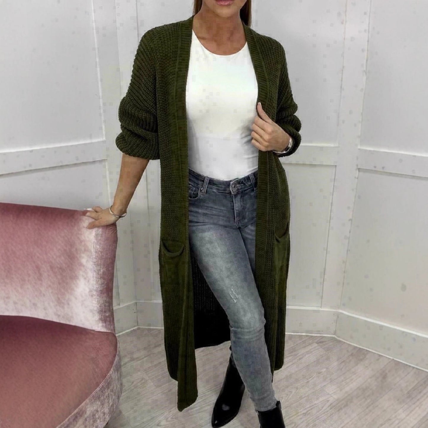 Women's Casual Long Solid Color Lantern Sleeve Knitwear