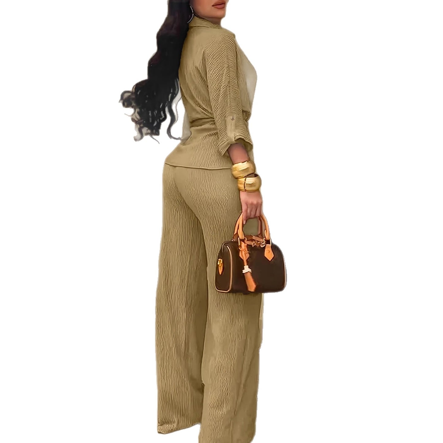 Women's With Flap Pockets Drawstring Paired Fashion Casual Suit