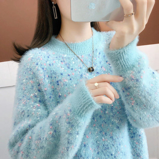 Women's Mink Fur Loose Korean Style Lazy Thickened Women's Sweater