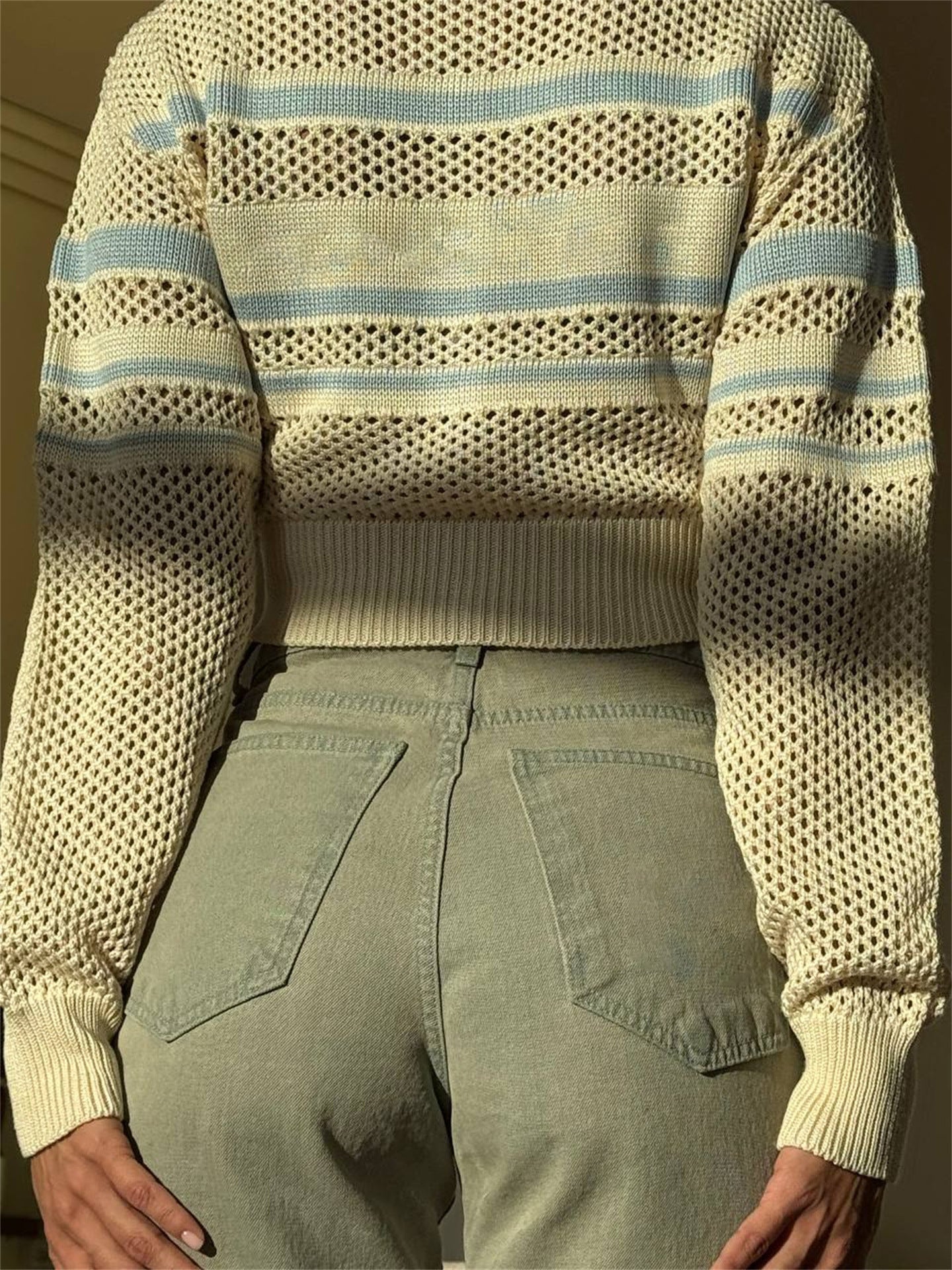 Summer Collar Long Sleeves Casual Hollow Sweaters