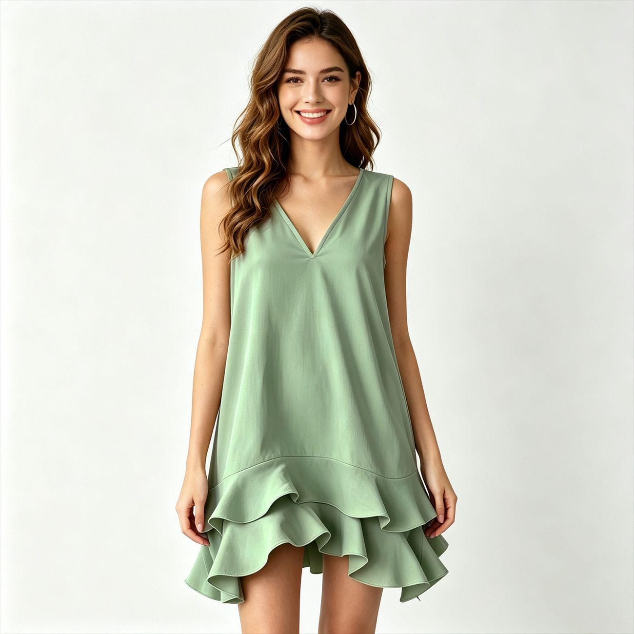 Women's Summer Comfort Casual Sleeveless Ruffled Dress