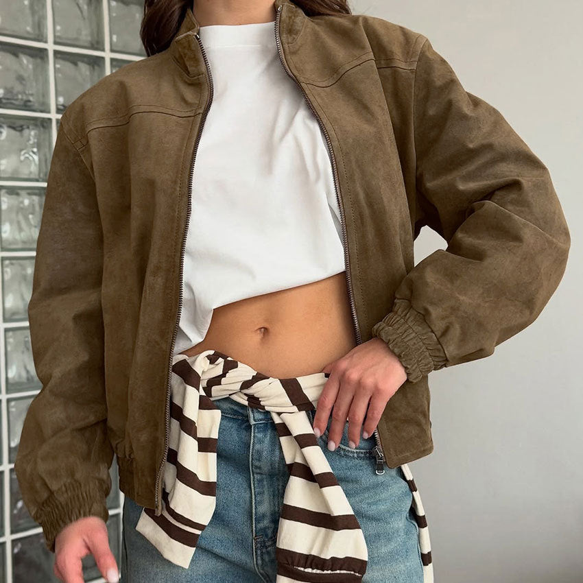 Women's Personality Street Long Sleeve Stand Collar Jackets