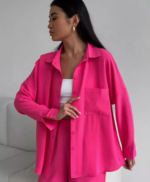 Unique Women's Solid Color Pocket Trousers Fashion Casual Suit