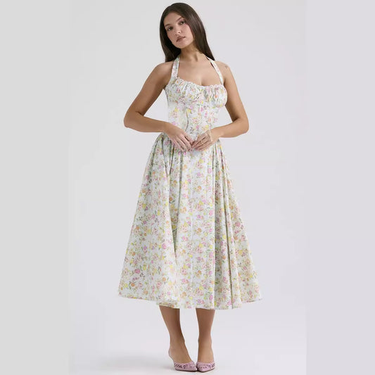 Summer Suspender Dress Fashionable Printed Halter Dresses