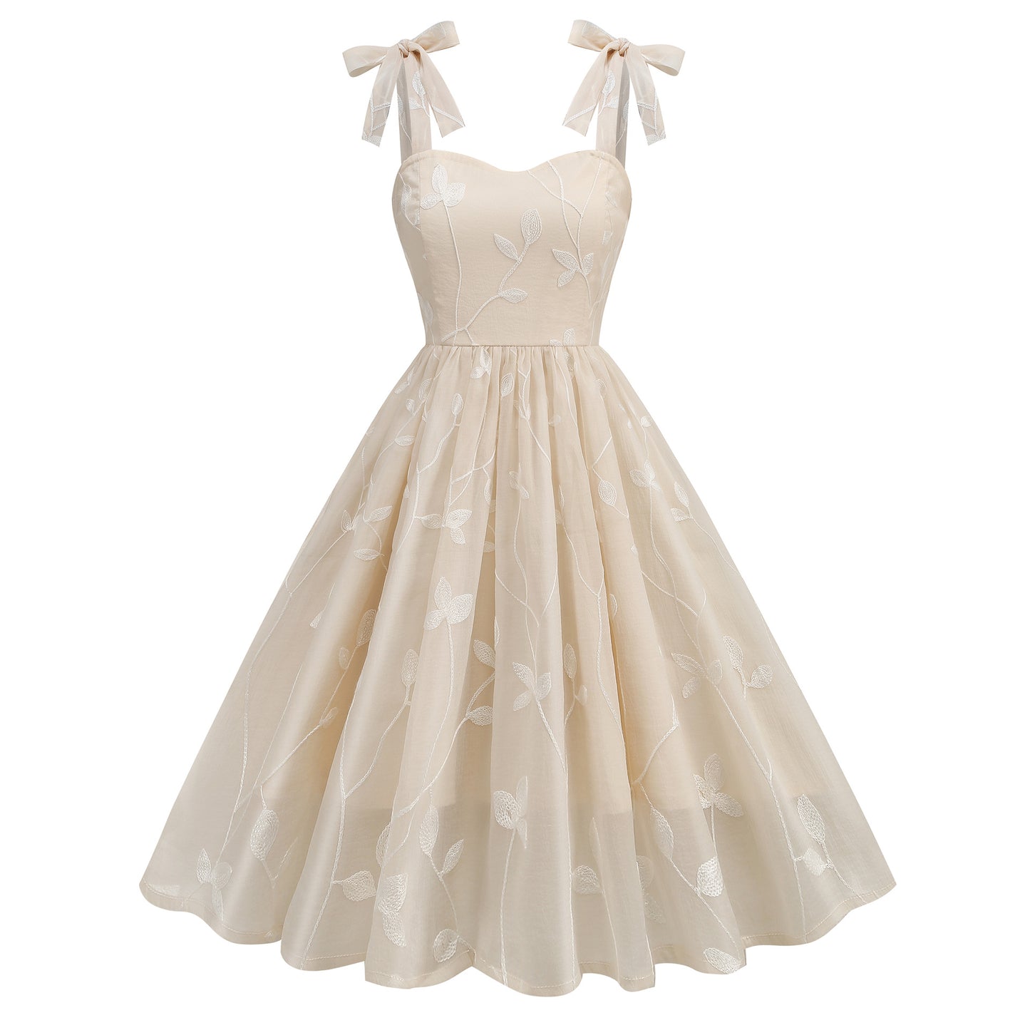 Embroidered Dress With Suspenders Cocktail Vintage Dresses