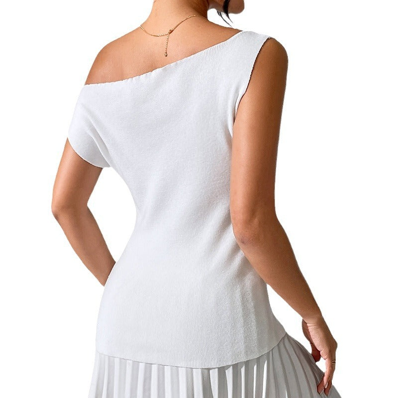 Color Sleeveless Knitted Sexy Slim T-shirt Knitwear