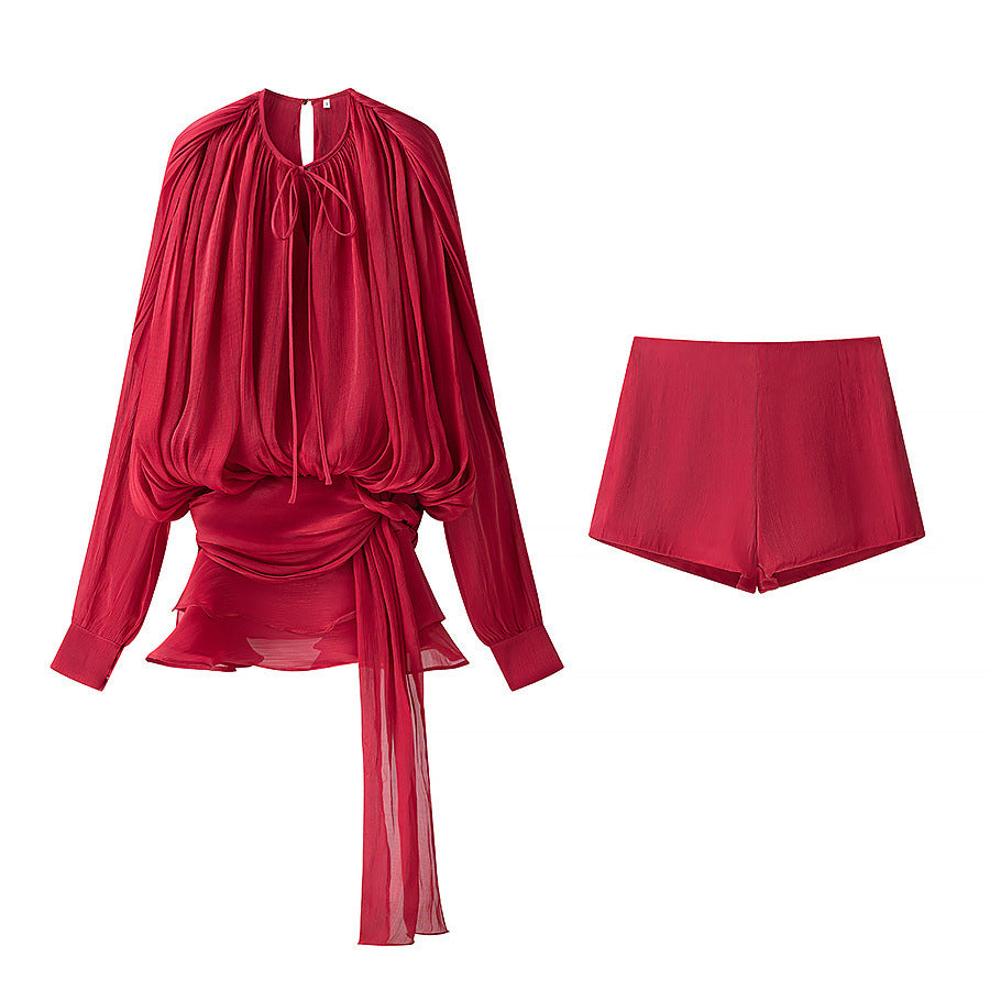 Women's Homemade Classic Pleated Ribbon Design Loose Suits