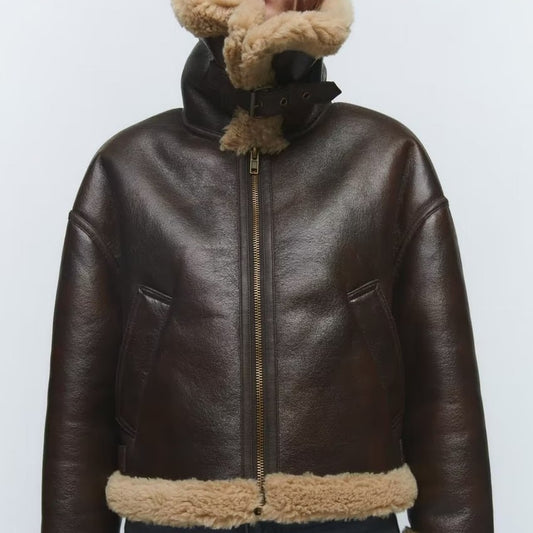 Women's Long-sleeved Fur Integrated Loose Idle Warm Jackets