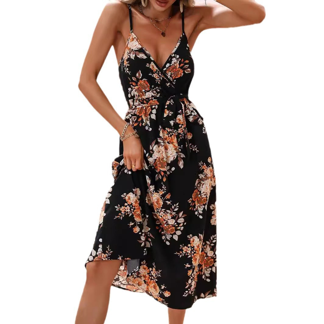 Women's Trendy Summer Printed Sling Dress Dresses