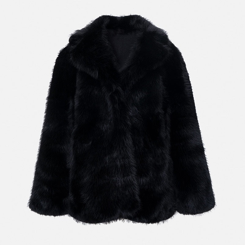 Fashion Solid Color High-grade Environmental Protection Imitation Fur Winter Coats