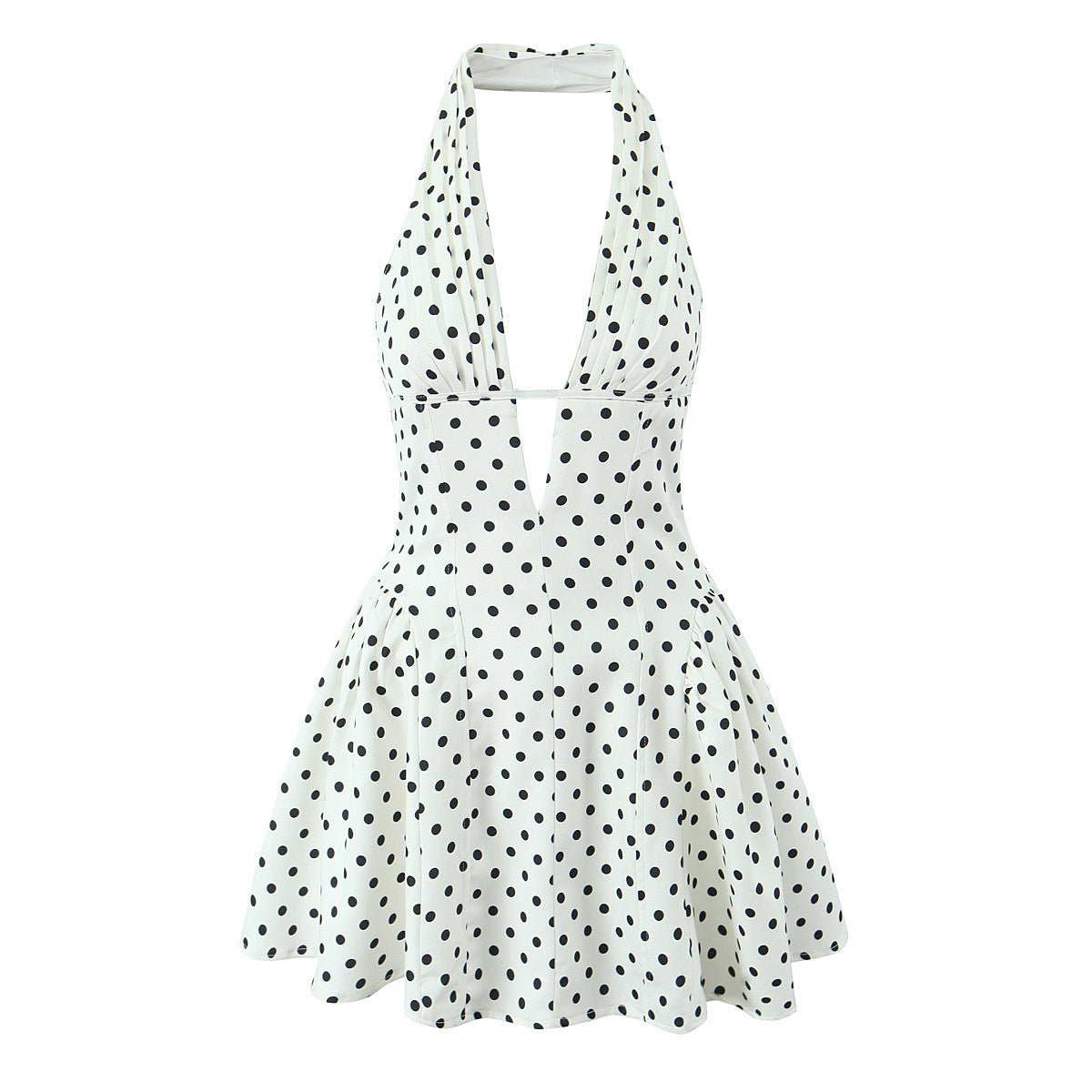 Women's Sexy Leopard Print Deep Backless Halter Dresses