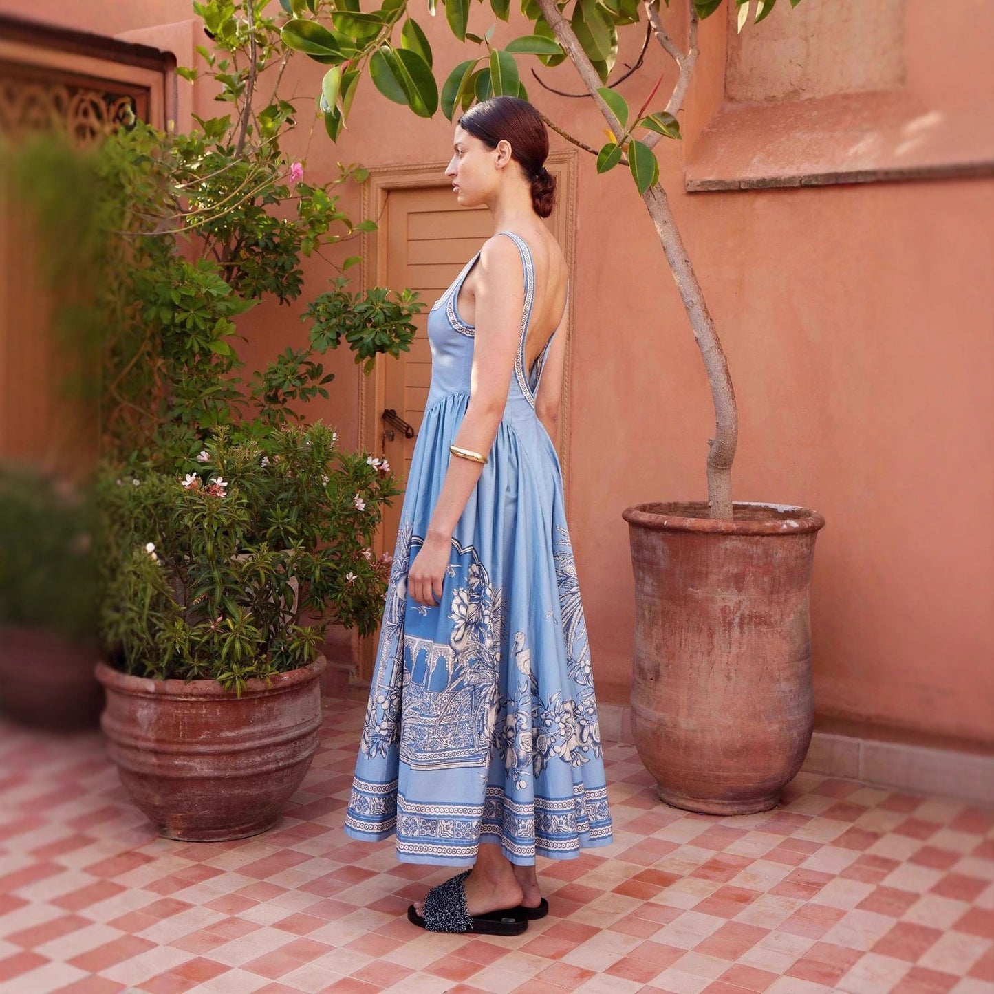 Stylish Graceful Fashionable Personalized Printed Linen Dress