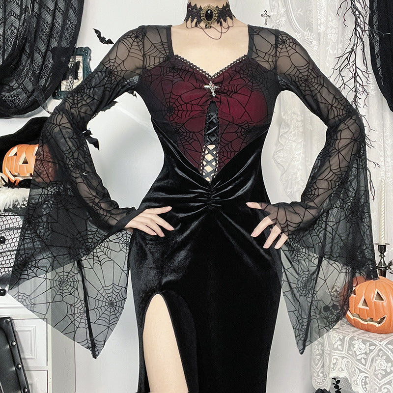 Women's Autumn Halloween Elegant Sexy Slit Veet Dresses