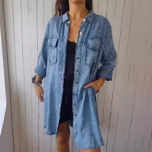 Women's Fashion Wash Water Denim Dress Craft Jackets