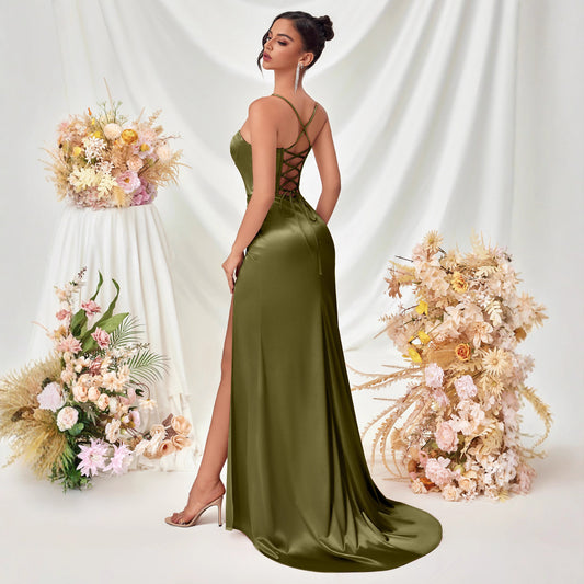 Bandeau Sexy Slit Long Dress Sling Slim Dresses