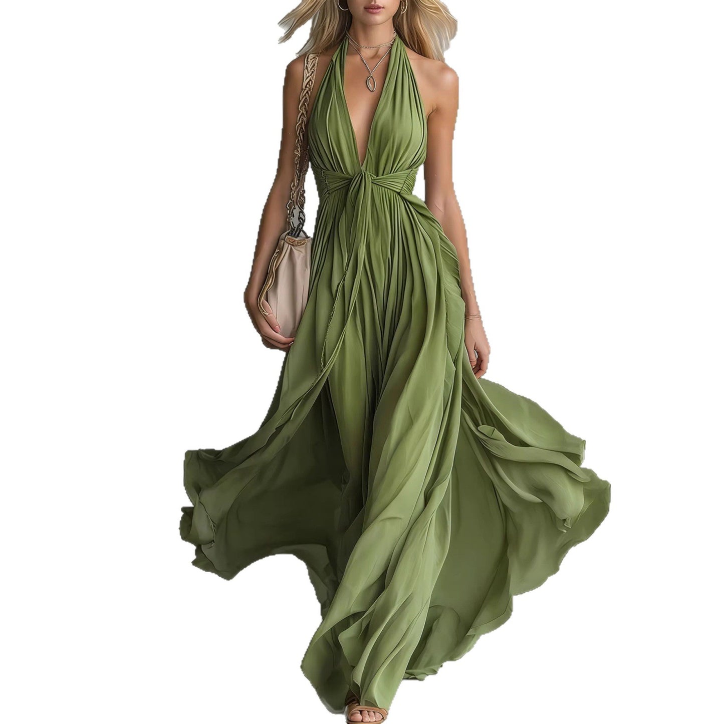 Halter Slimming Bohemian Vacation Style Large Dress