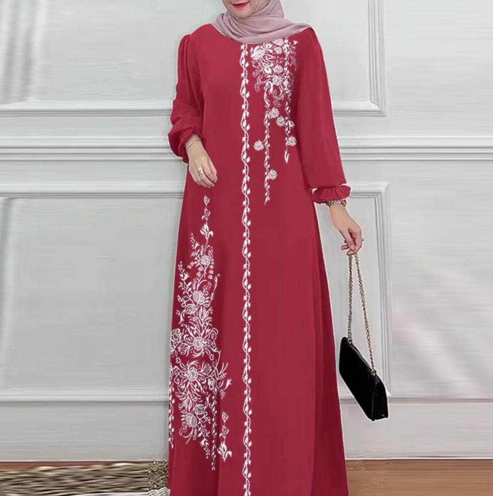 Positioning Printing Ethnic Style Retro Loose Dresses