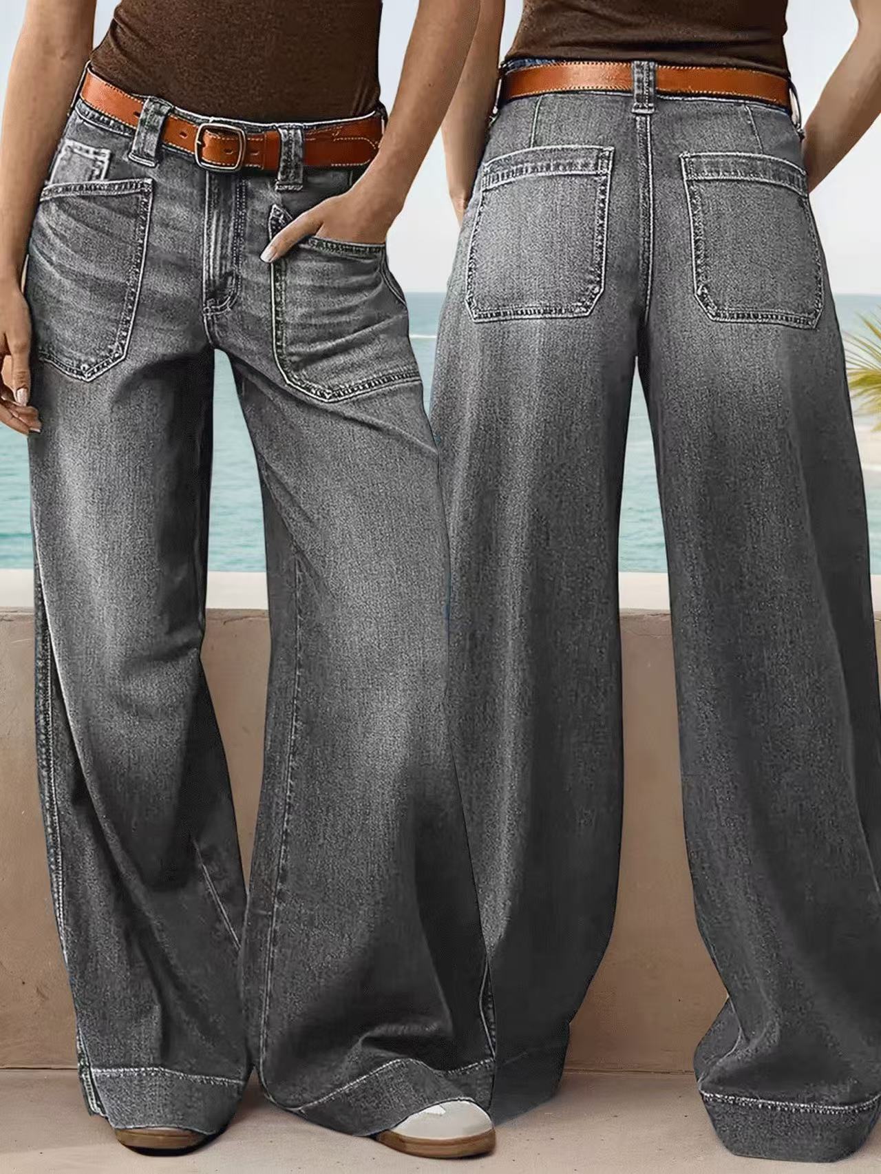 Comfortable Loose Slimming Ladies Straight Denim Jeans