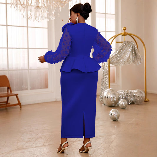 Fashion Lantern Sleeve Ruffled Dress Party Dresses