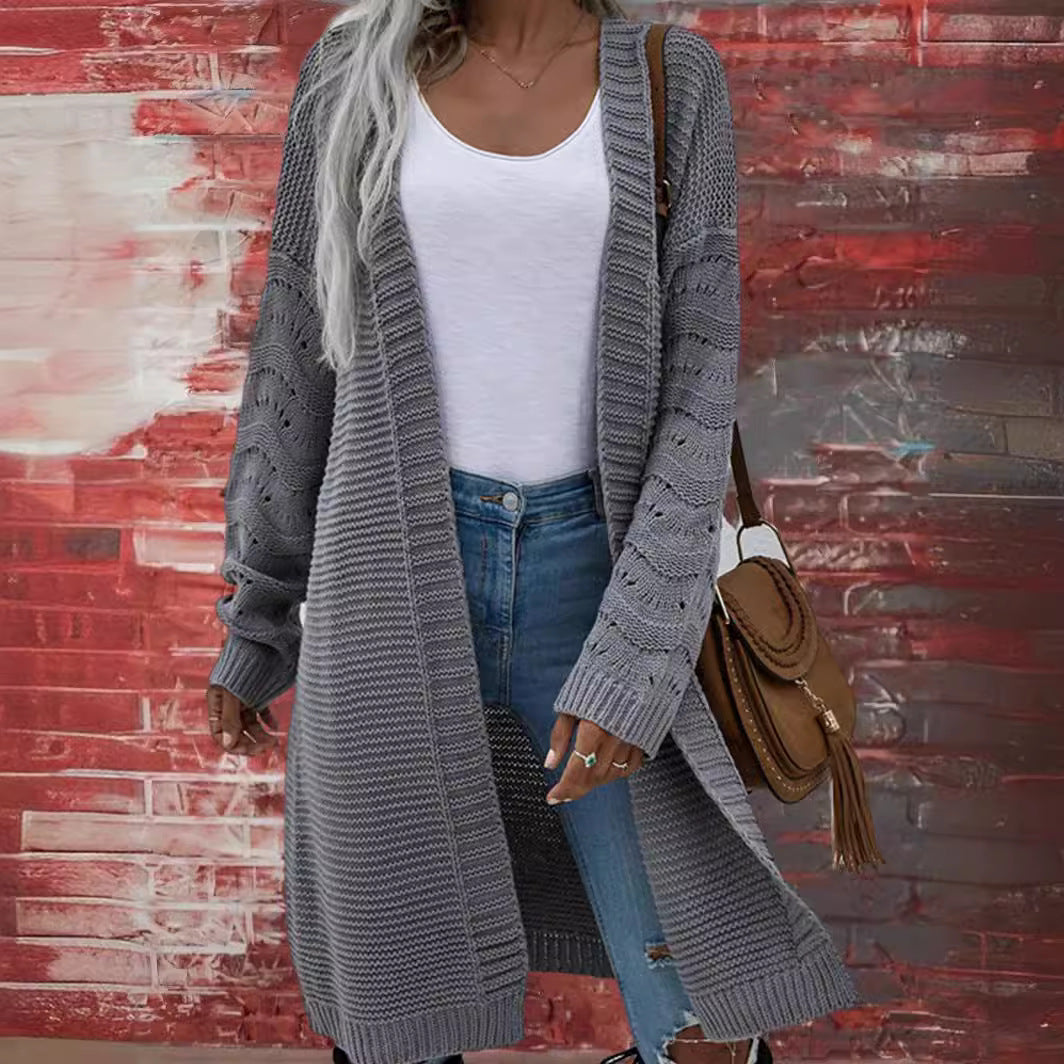 Women's Long Solid Color Knitted Mid-length Sweater
