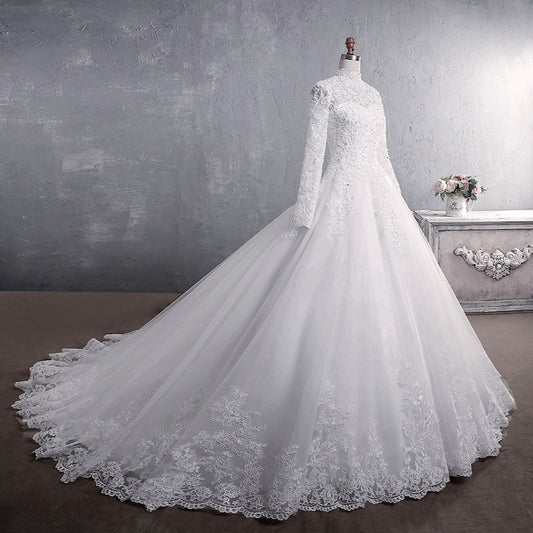 Women's Dress Spring Long Sleeve Lace Bridal Stand Wedding Dresses