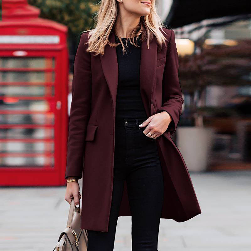 Women's Winter Mid-length Breasted Solid Color Small Blazers