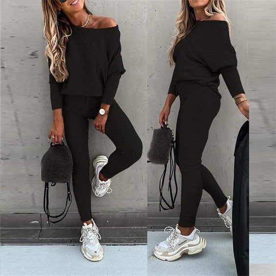 Women's Solid Color Lace Up Sports Trousers Suits