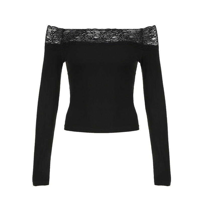 Women's Hot Lace Stitching Long Sleeve T-shirt Blouses