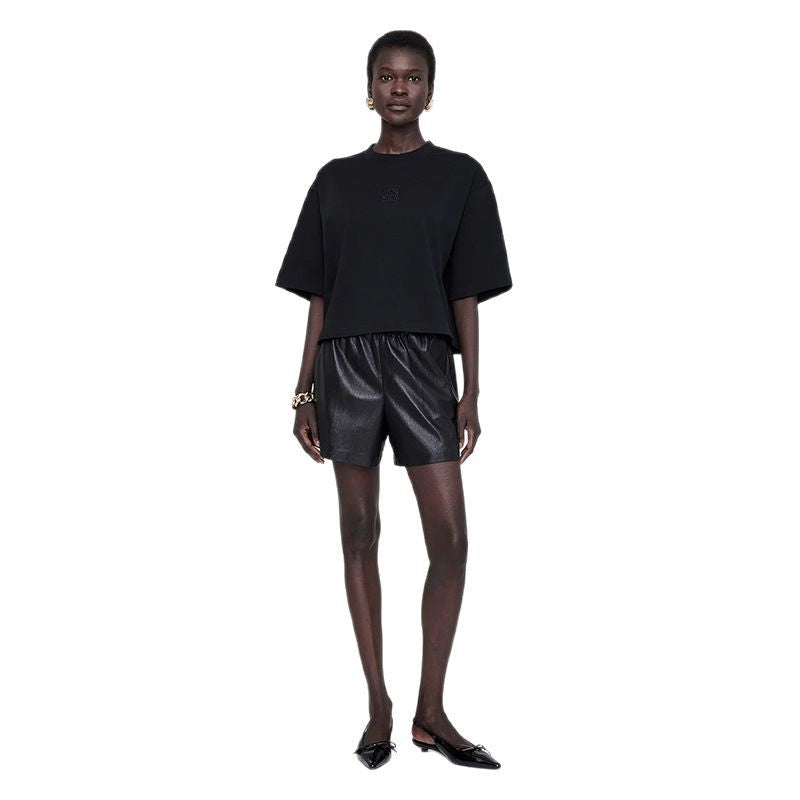 Women's North American Niche Front Chest Letter Embroidery Loose Blouses