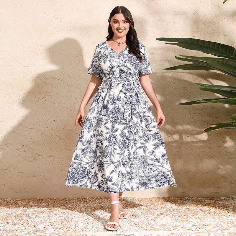 Western Style Midi Temperament Printed Black Dresses